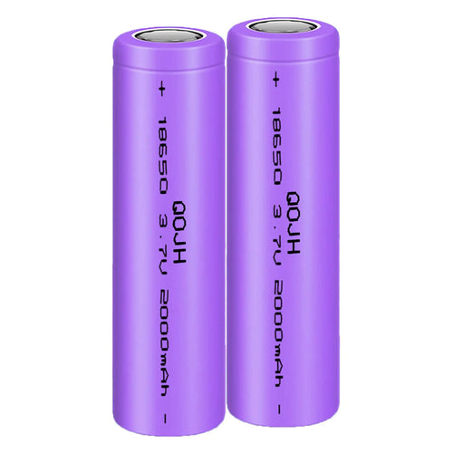 QOJH 3.7volt 18650 Rechargeable Battery Li-ion Battery 18650 Flat top Real Capacity 2000mAh for Headlamp LED Flashlight Solar Lights Remote Control Toy Mini Fans etc (Purple)