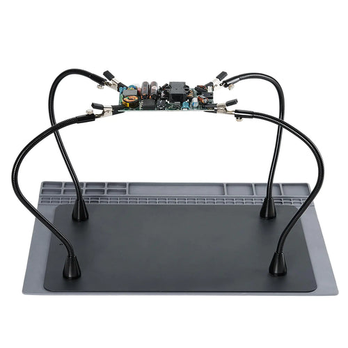 TOMLOV SH01 Helping Hands Soldering Station Flexible Third Hand Soldering Tool with 15.8x11.8 inch Magnetic Soldering Mat for Electronic Repair Large & Heavy Duty Iron BaseSoldering Jewelry Crafts