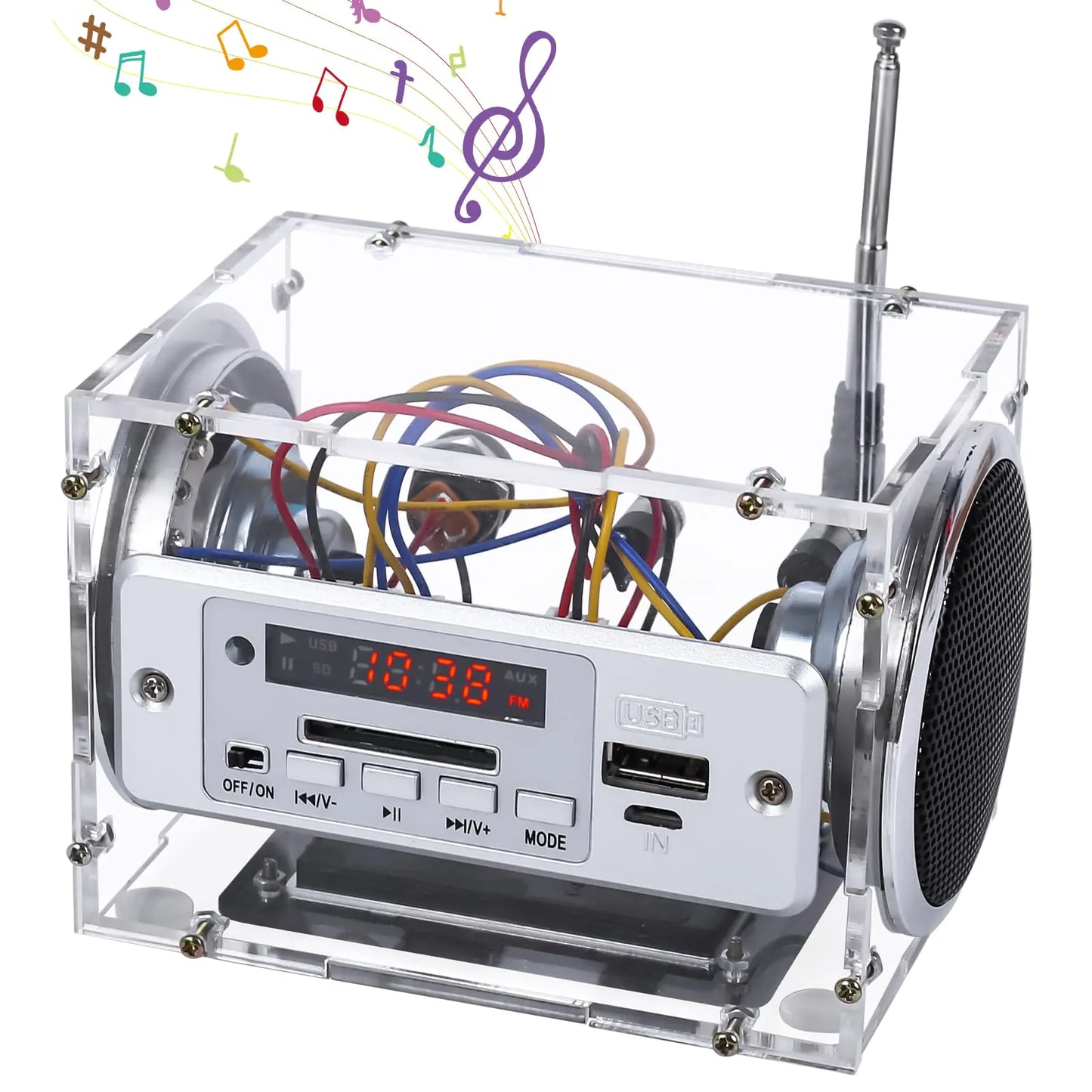 ICStation DIY Bluetooth-Compatible Speaker Kit Soldering Practice Kit with Rechargeable Battery Mini Home Outdoor Stereo Sound AmplifierUSB AUX SD Card Perfect for DIY Electronic Kits