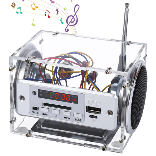 ICStation DIY Bluetooth-Compatible Speaker Kit Soldering Practice Kit with Rechargeable Battery Mini Home Outdoor Stereo Sound AmplifierUSB AUX SD Card Perfect for DIY Electronic Kits
