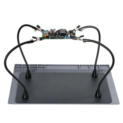 TOMLOV SH01 Helping Hands Soldering Station Flexible Third Hand Soldering Tool with 15.8x11.8 inch Magnetic Soldering Mat for Electronic Repair Large & Heavy Duty Iron BaseSoldering Jewelry Crafts
